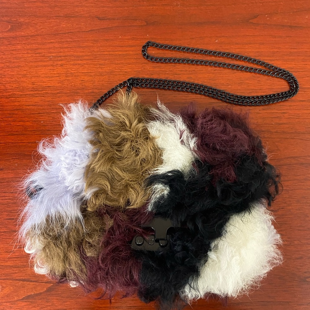 RARE Loeffler Randall shearling crossbody bag or clutch